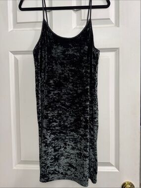 Victoria's Secret Black Crushed Velvet Slip Dress